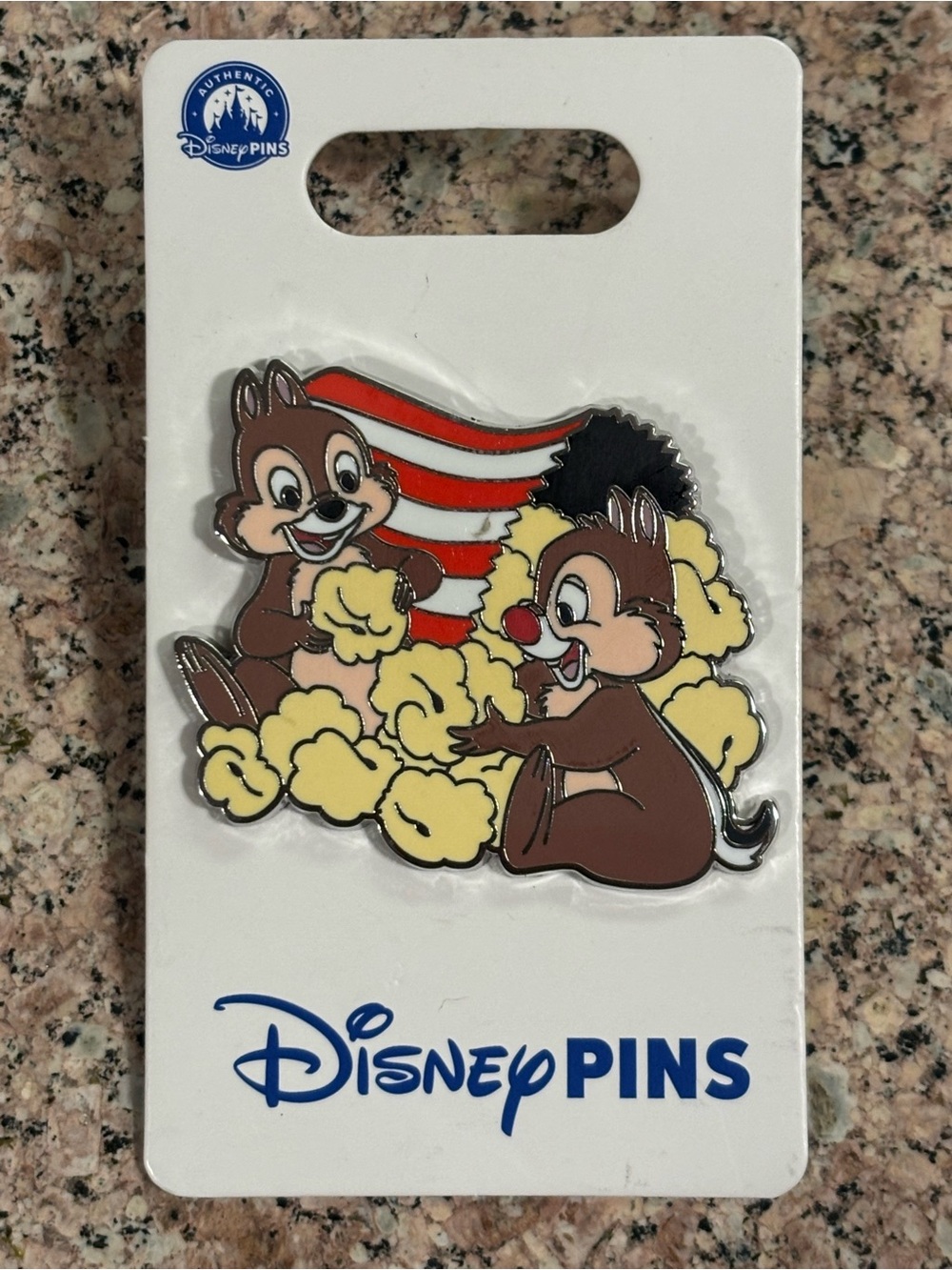 Chip and Dale with Popcorn Disney Pin